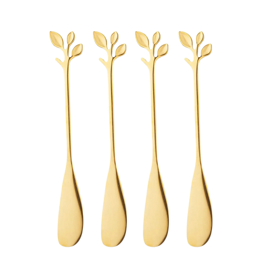 Conjunto 4 Espatulas Leaves Dourada