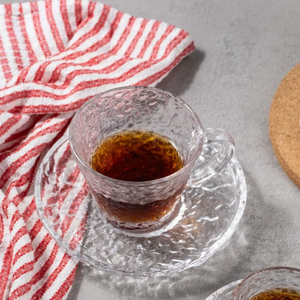 Xícara para Chá de Cristal e Pires Petra