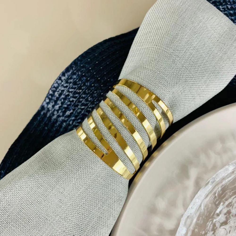 Kit Anel para Guardanapo Curves Dourado