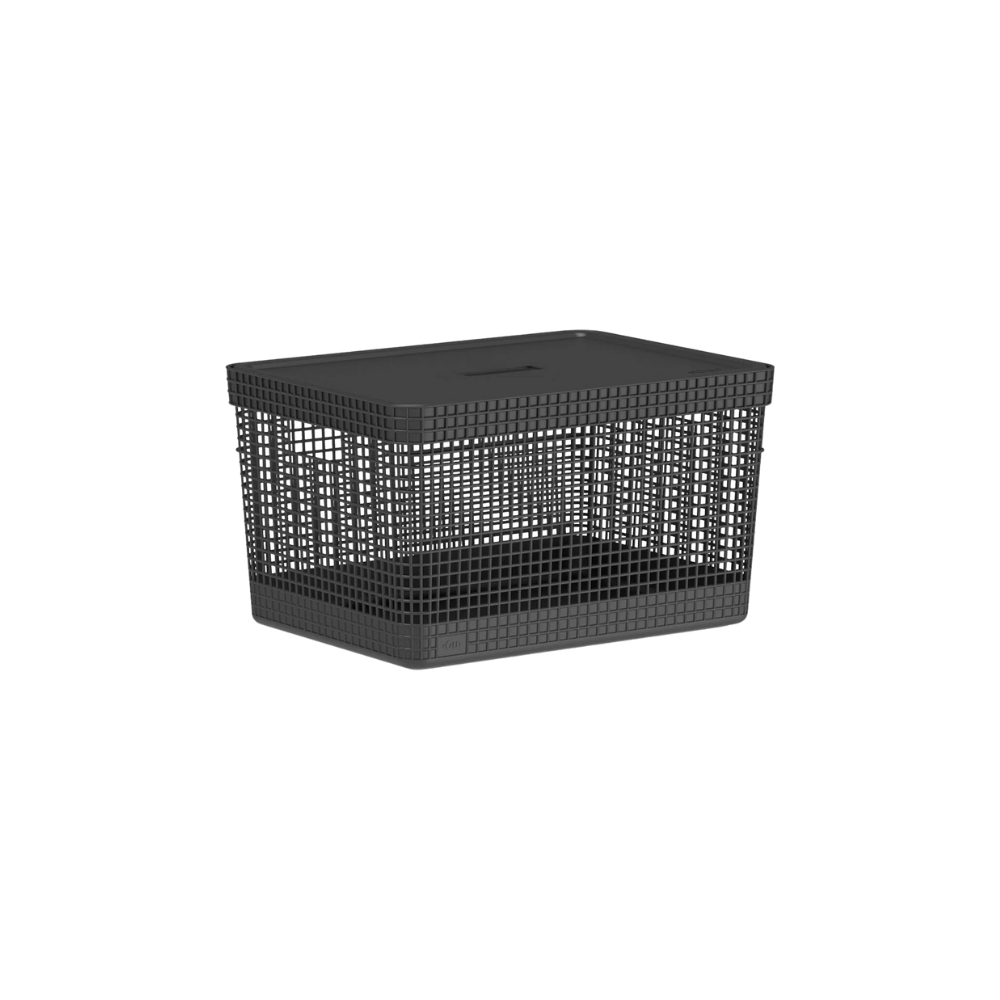 Cesto Organizador Grid Preto Com Tampa 8 L
