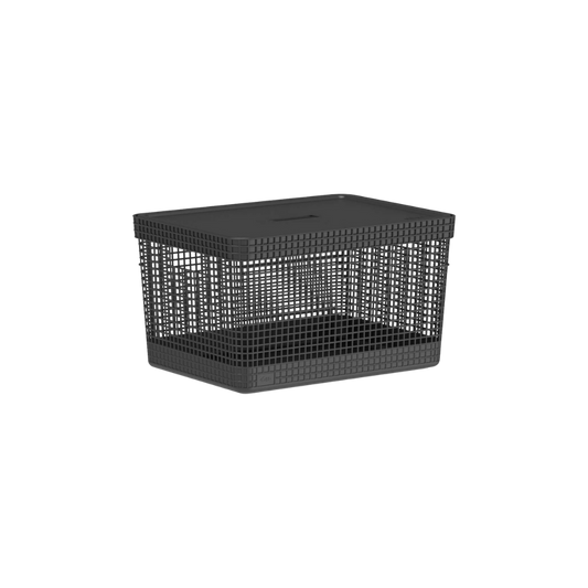 Cesto Organizador Grid Preto Com Tampa 8 L