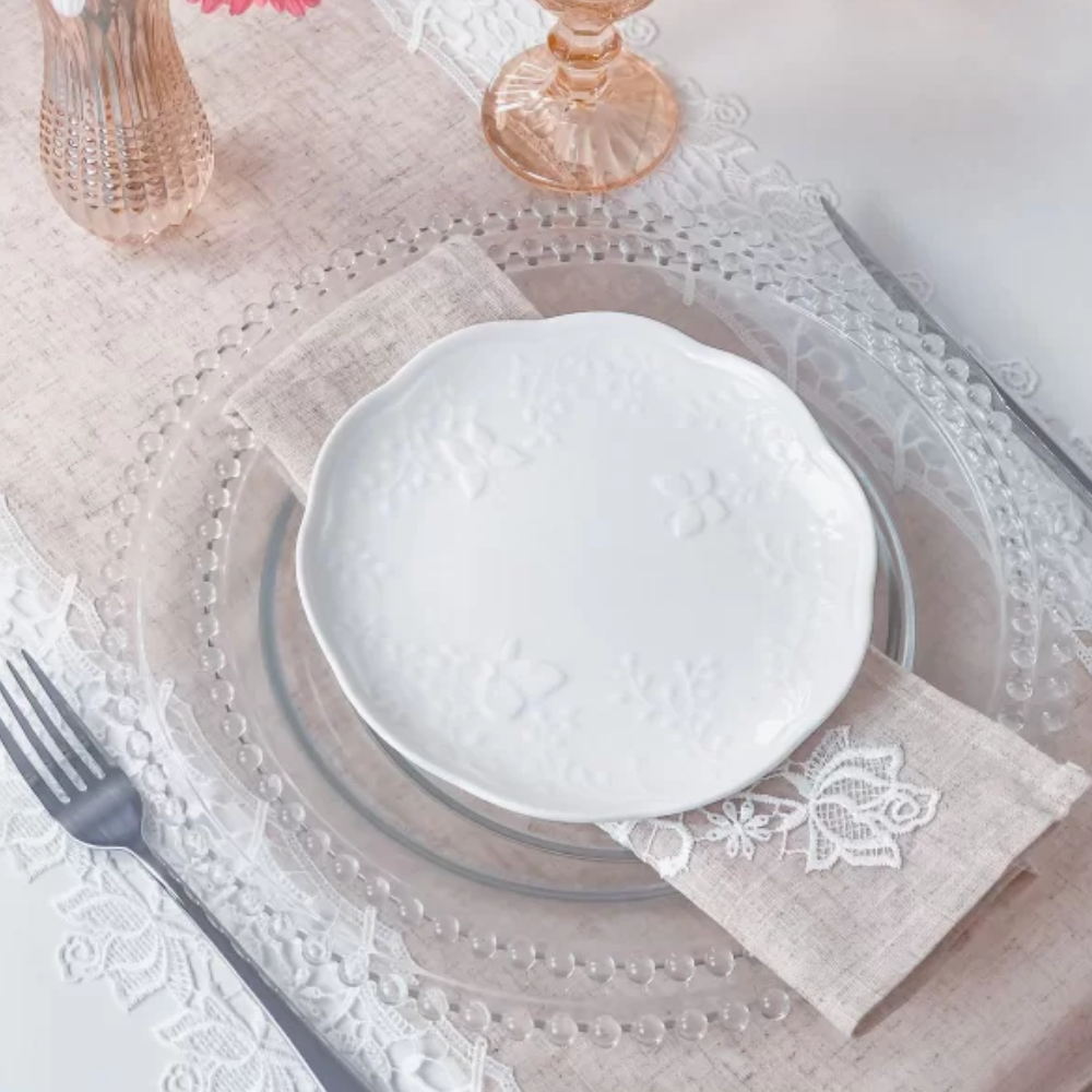 Prato para Sobremesa de Porcelana Butterfly