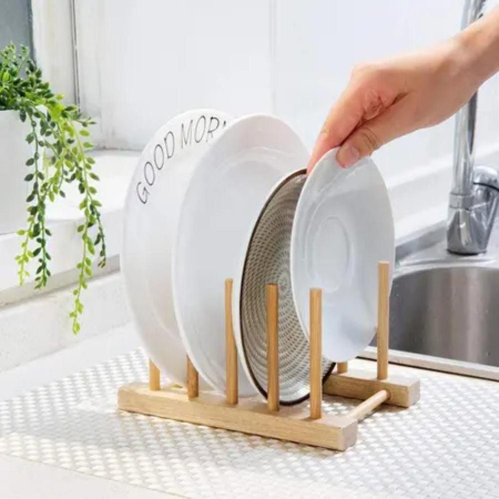 Organizador de Pratos em Bambu