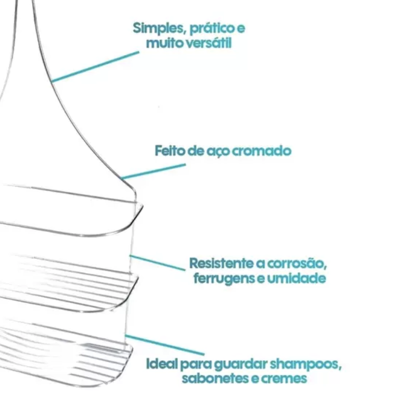 Porta Shampoo de Parede Cromado
