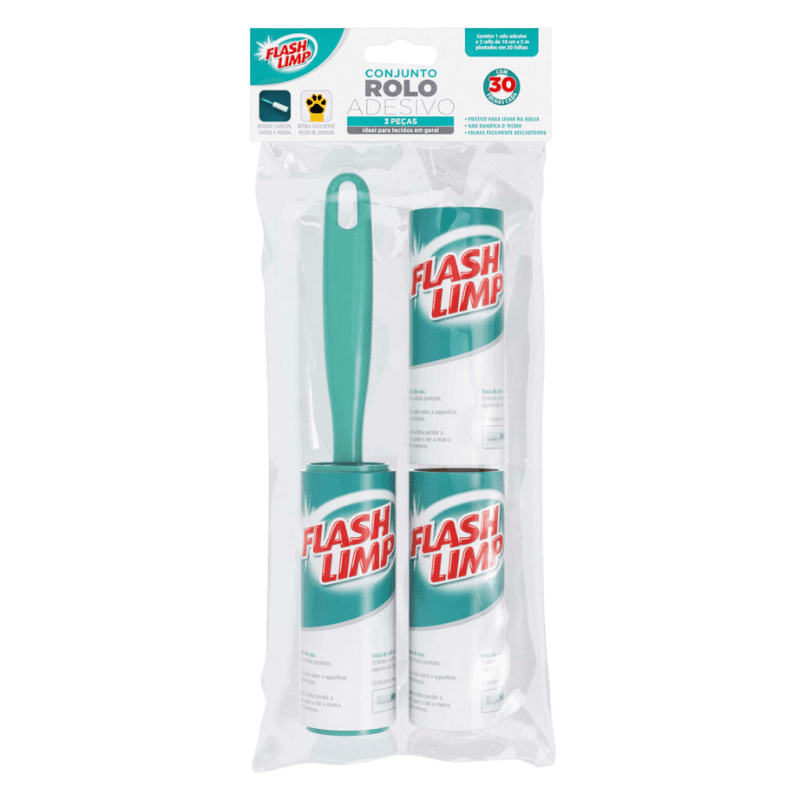 Conjunto de Rolo Adesivo (3 Peças, com Refil)
