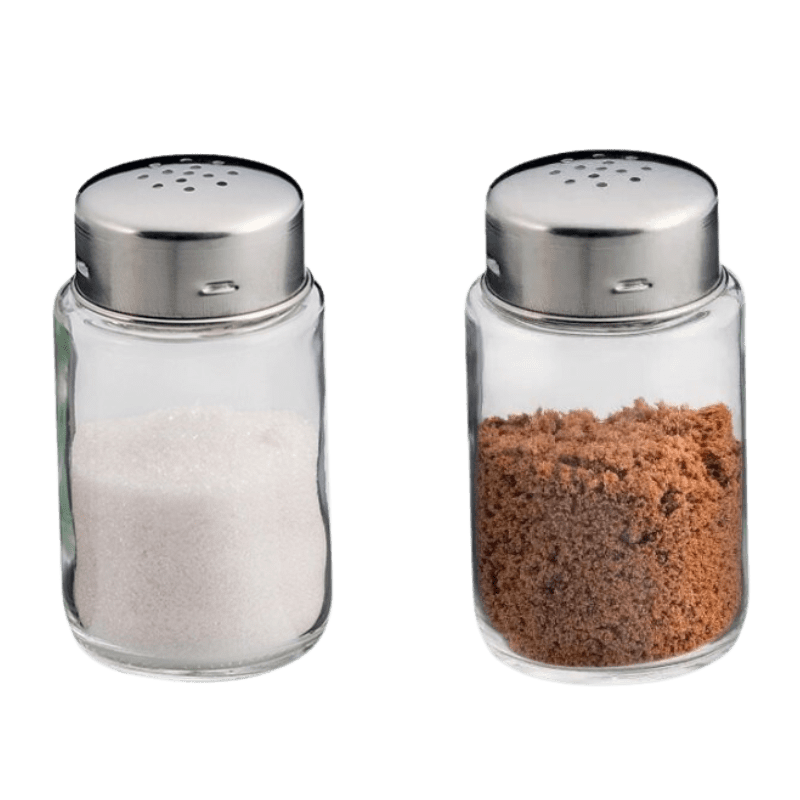 Saleiro e Pimenteiro de Vidro com Tampa em Inox