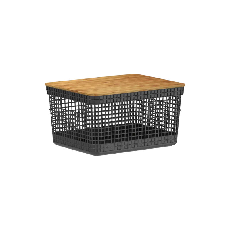 Cesto Organizador Grid com Tampa de Bambu 8L