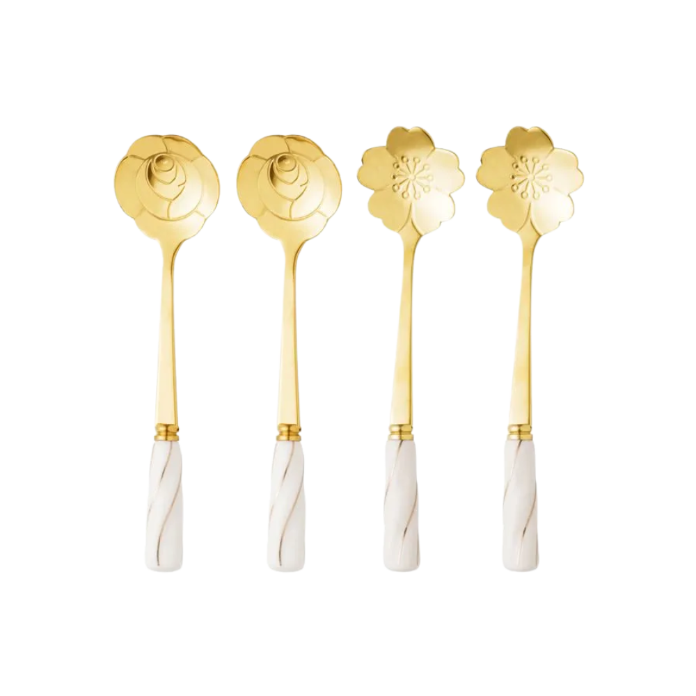 Conjunto 4 Colheres de Chá com Cabo de Cerâmica Flowers