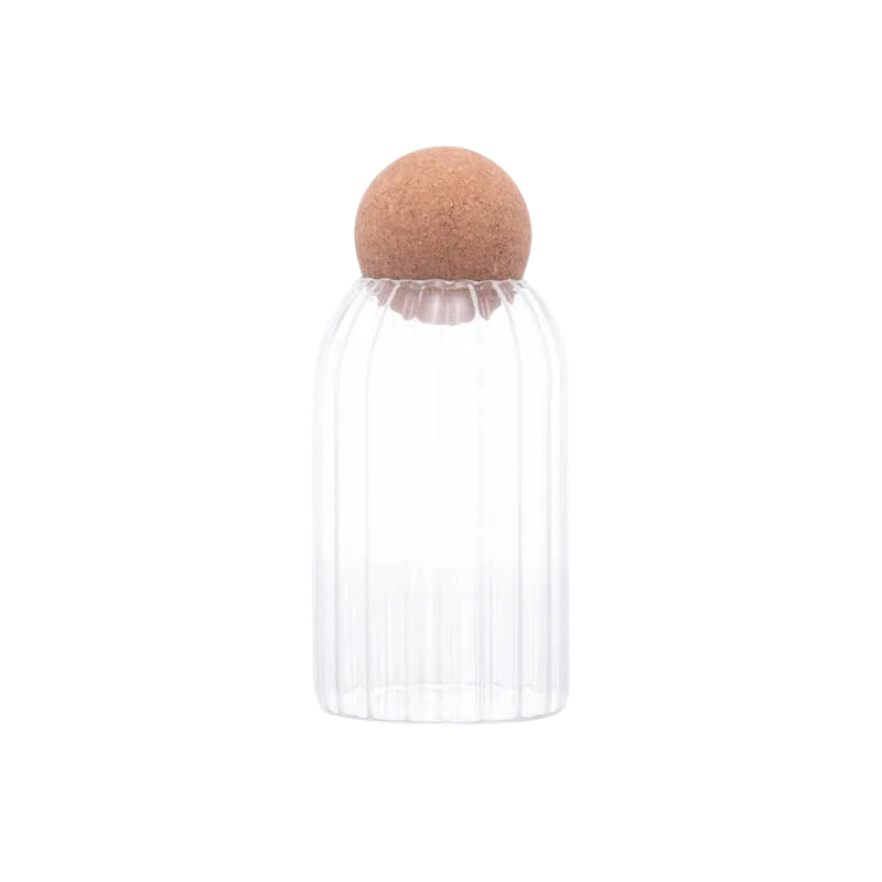 Pote de Vidro Borossilicato com Tampa Rolha Esfera 760ml
