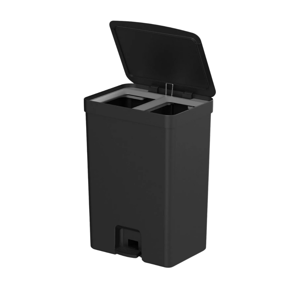 Lixeira de Pedal Trium Dupla 30L Preto