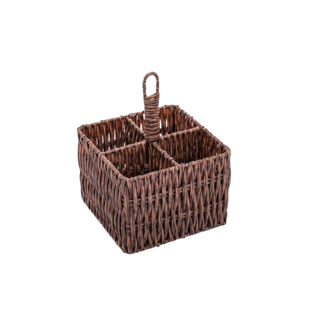 Porta Talheres com Alça Rattan 20 x 15 cm