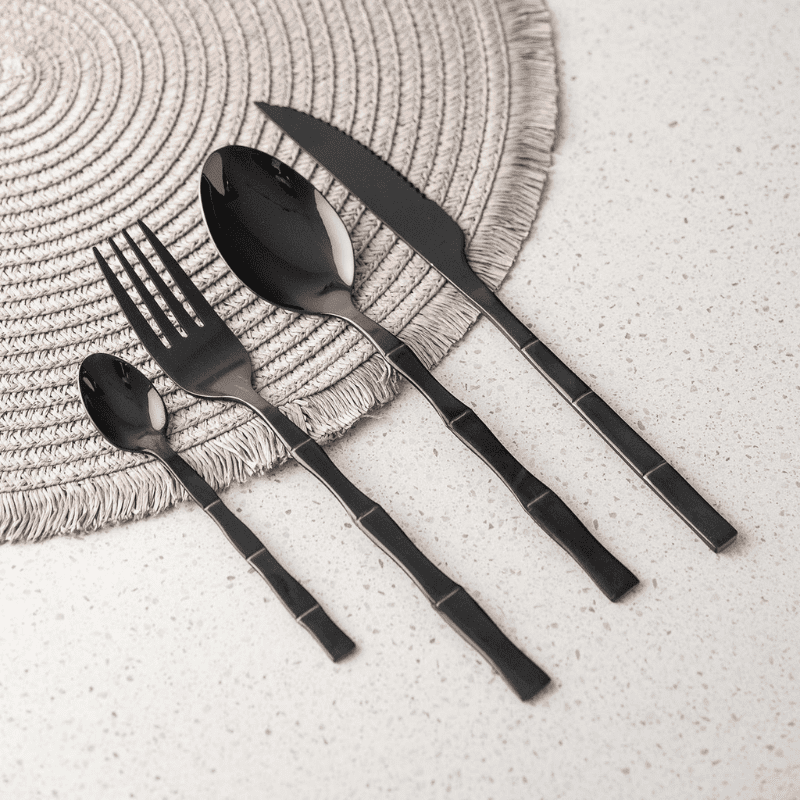 Jogo de Colheres de Sobremesa Bambu Elegant Preta 6 UN