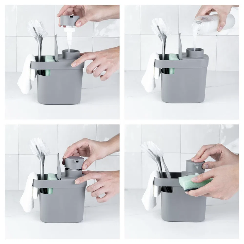 Dispenser para Detergente e Organizador 650ml Preto Trium