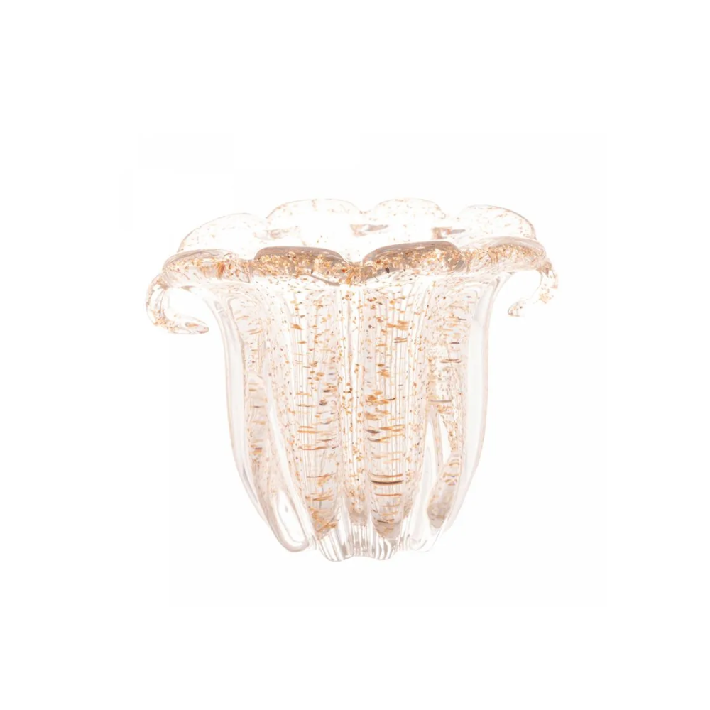 Vaso Murano de Vidro Dourado 12,5 x 15 cm