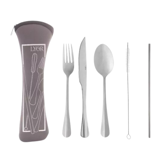 Estojo com Talheres e Canudo Inox
