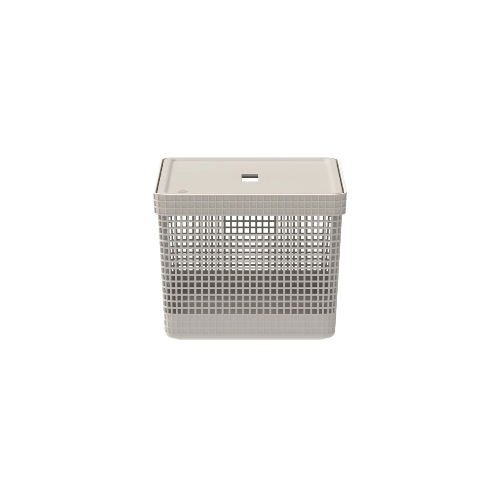 Cesto Organizador Grid Bege Com Tampa 20 L
