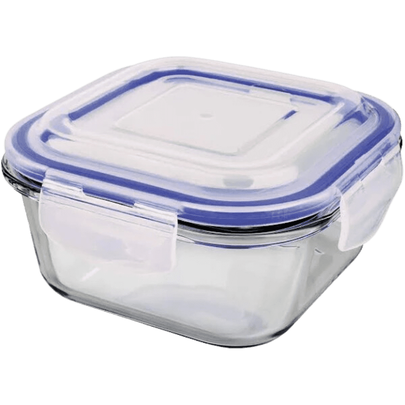 Pote de Vidro Hermetico Quadrado 520ml Azul