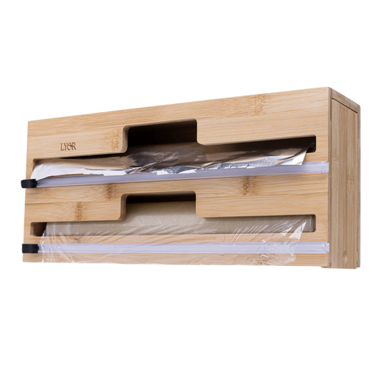 Suporte de Parede Duplo para Papel Alumínio e Plástico em Bambu