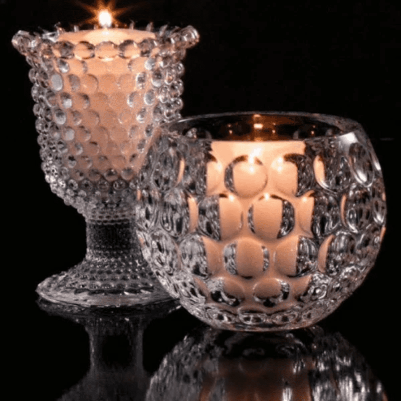 Porta Vela de Cristal Bolhas 11x9cm