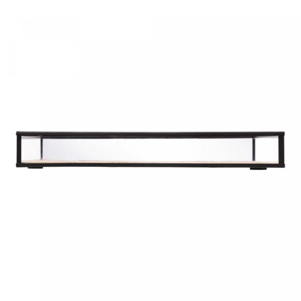 Bandeja de Metal com Vidro Preto com Palha Grande
