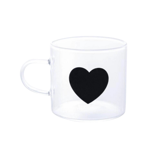 Caneca de Vidro Borossílicato Coração 125ml