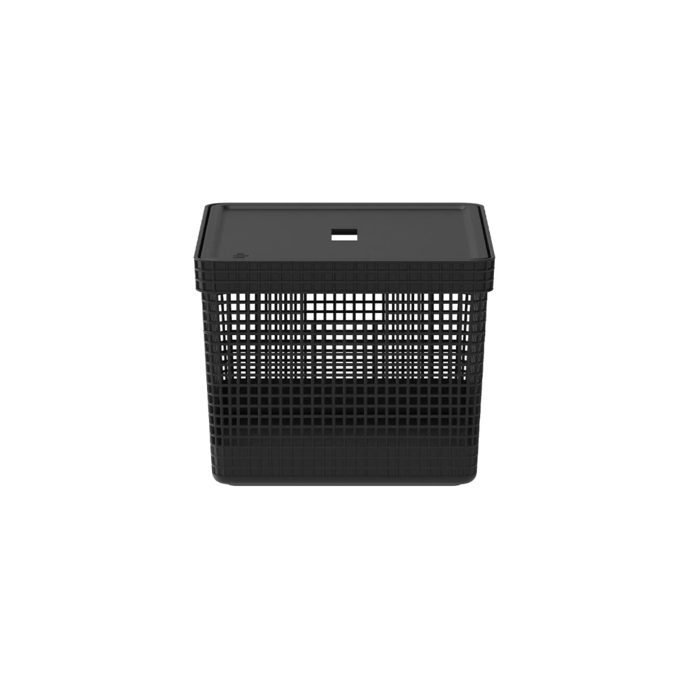 Cesto Organizador Grid Preto Com Tampa 8 L