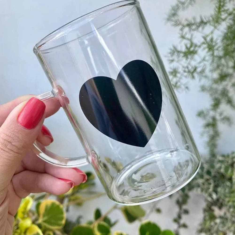 Caneca de Vidro Borossilicato Coração 280ml