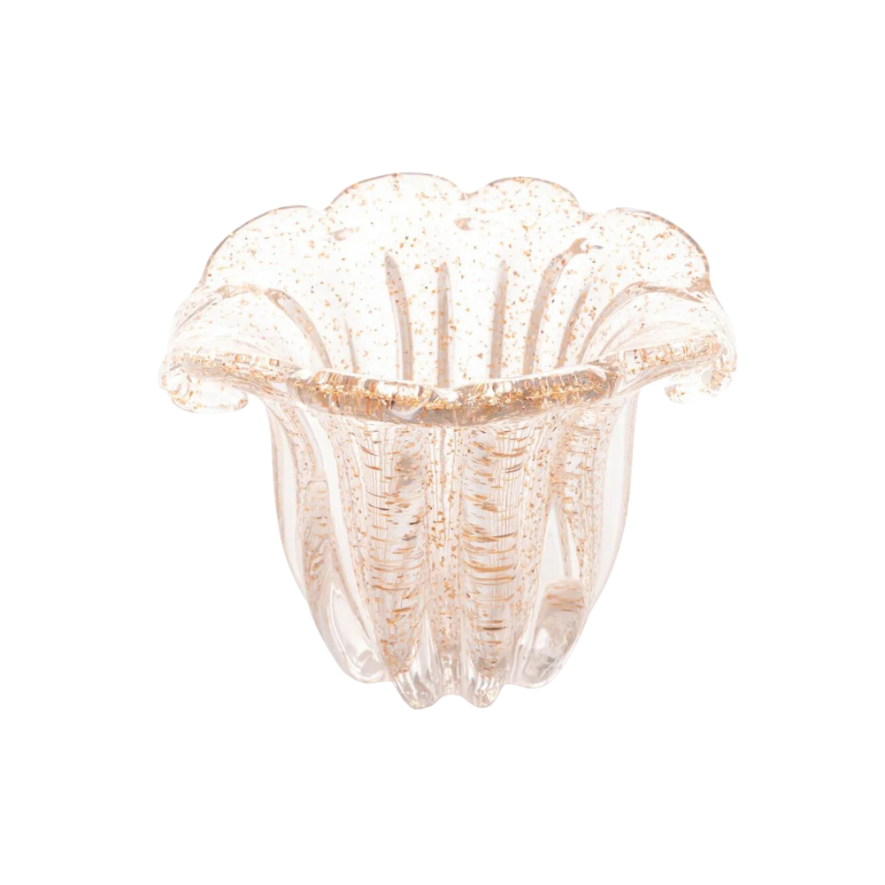 Vaso Murano de Vidro Dourado 12,5 x 15 cm