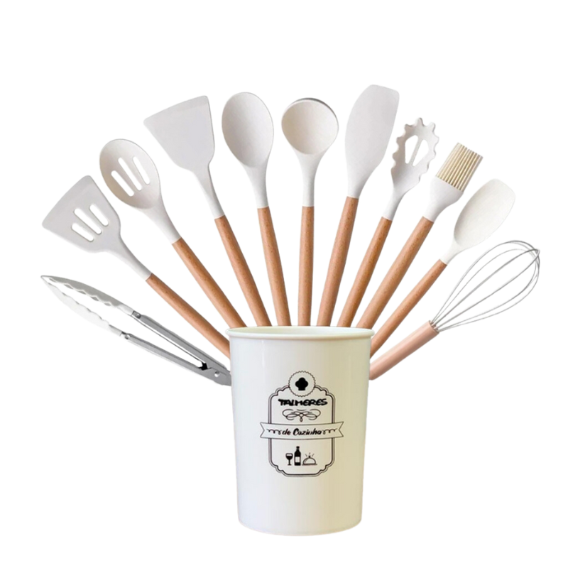Kit Utensílios de Silicone Branco 12 Peças