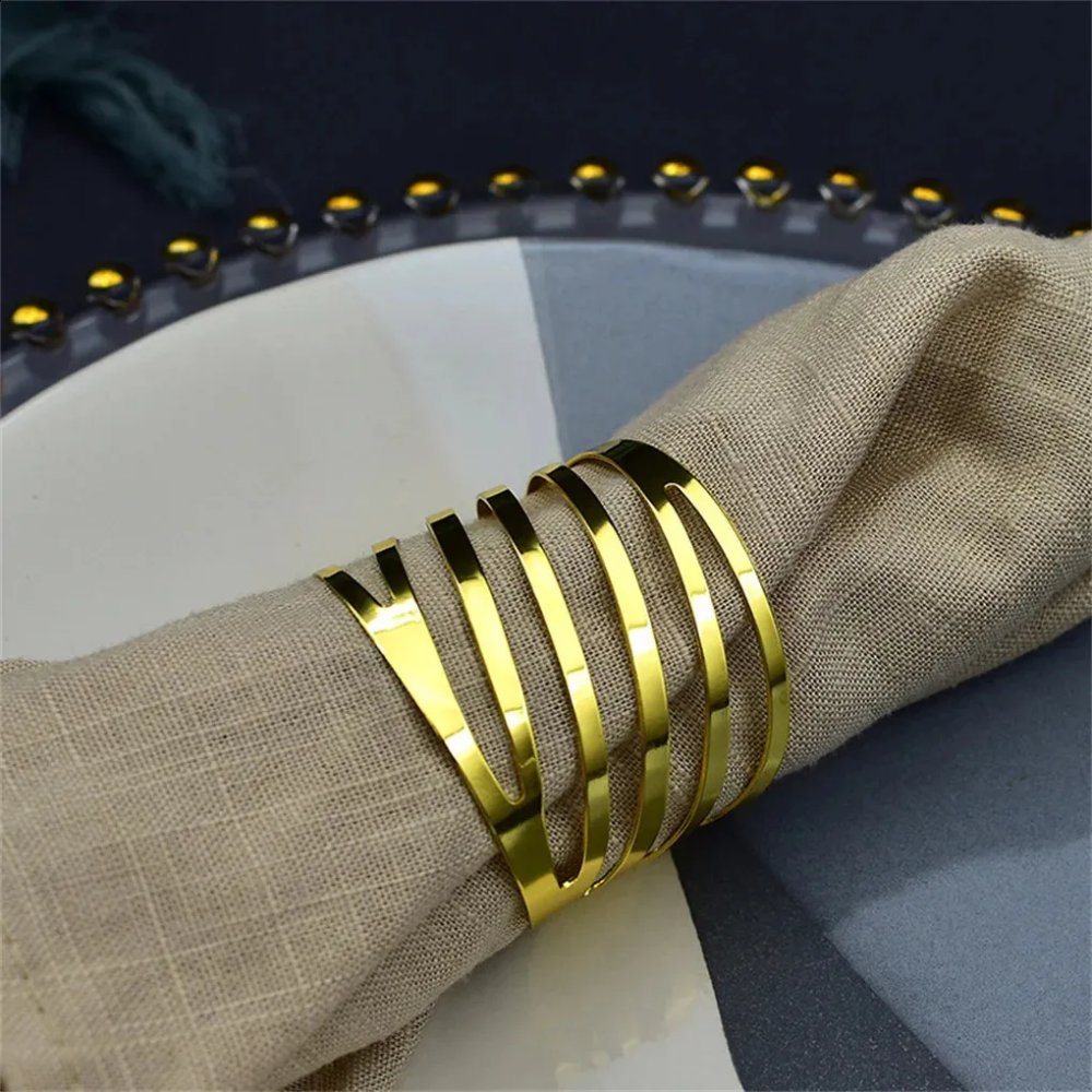 Kit Anel para Guardanapo Curves Dourado