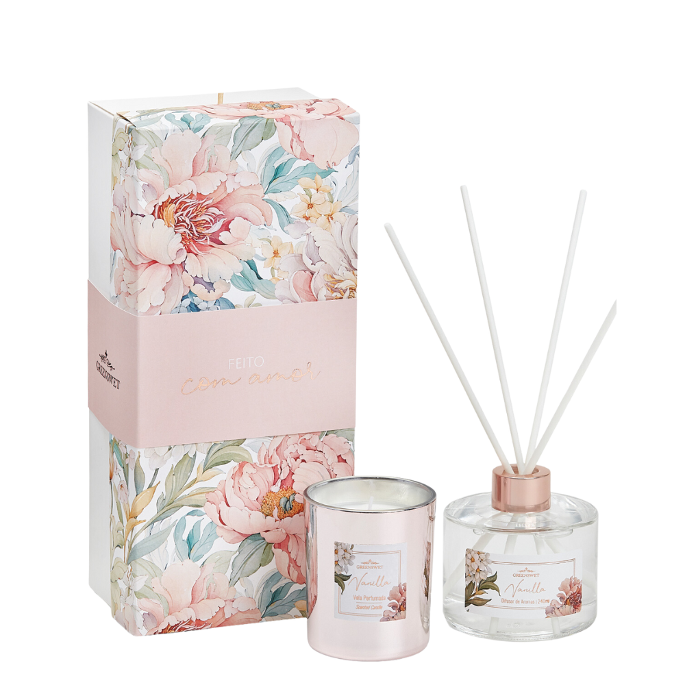Difusor 250ml e Vela Perfumada Vanilla 180g