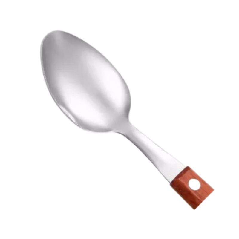 Jogo Colher de Sopa Inox com Cabo em Madeira 6 Peças