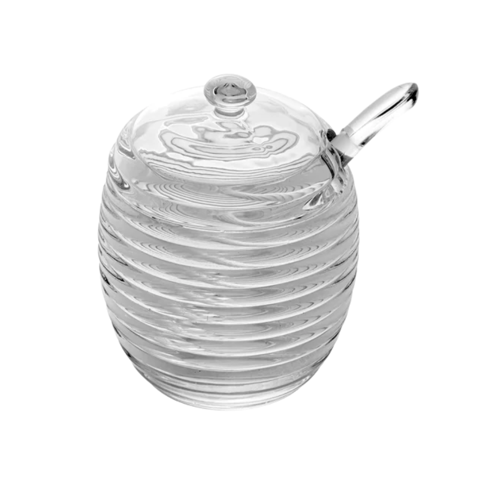 Açucareiro de Cristal de Chumbo com Colher e Tampa Colmeia