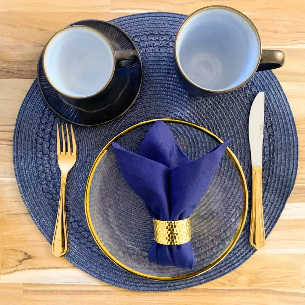 Conjunto 2 Guardanapos Algodão - Azul Escuro