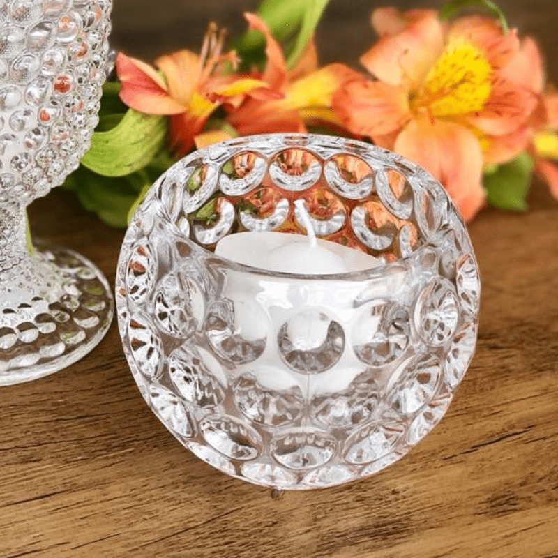 Porta Vela de Cristal Bolhas 9,5x7,5cm