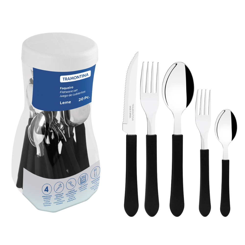Faqueiro Inox 20 Peças Preto