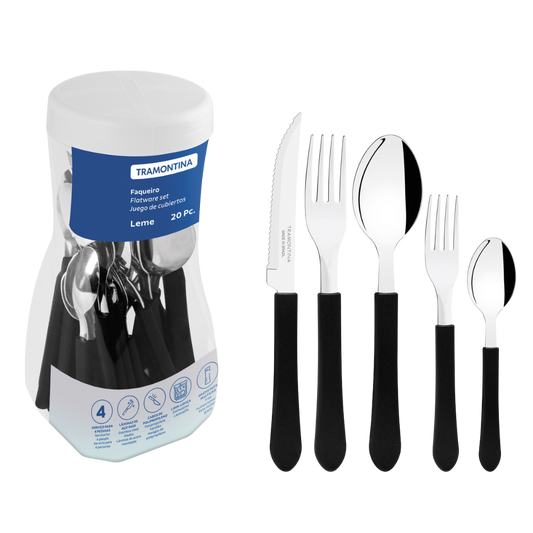 Faqueiro Inox 20 Peças Preto