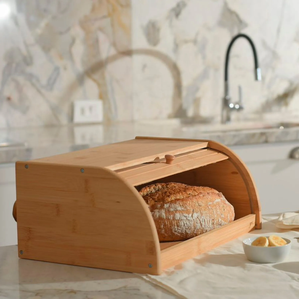 Porta Pão Grande de Bambu com Abertura Frontal Sense 17 x 40 x 27,5 cm