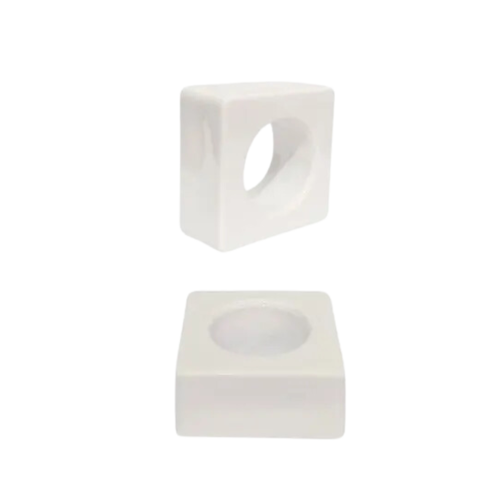 Conjunto 6 Anéis Quadrados para Guardanapo Bisotê Branco