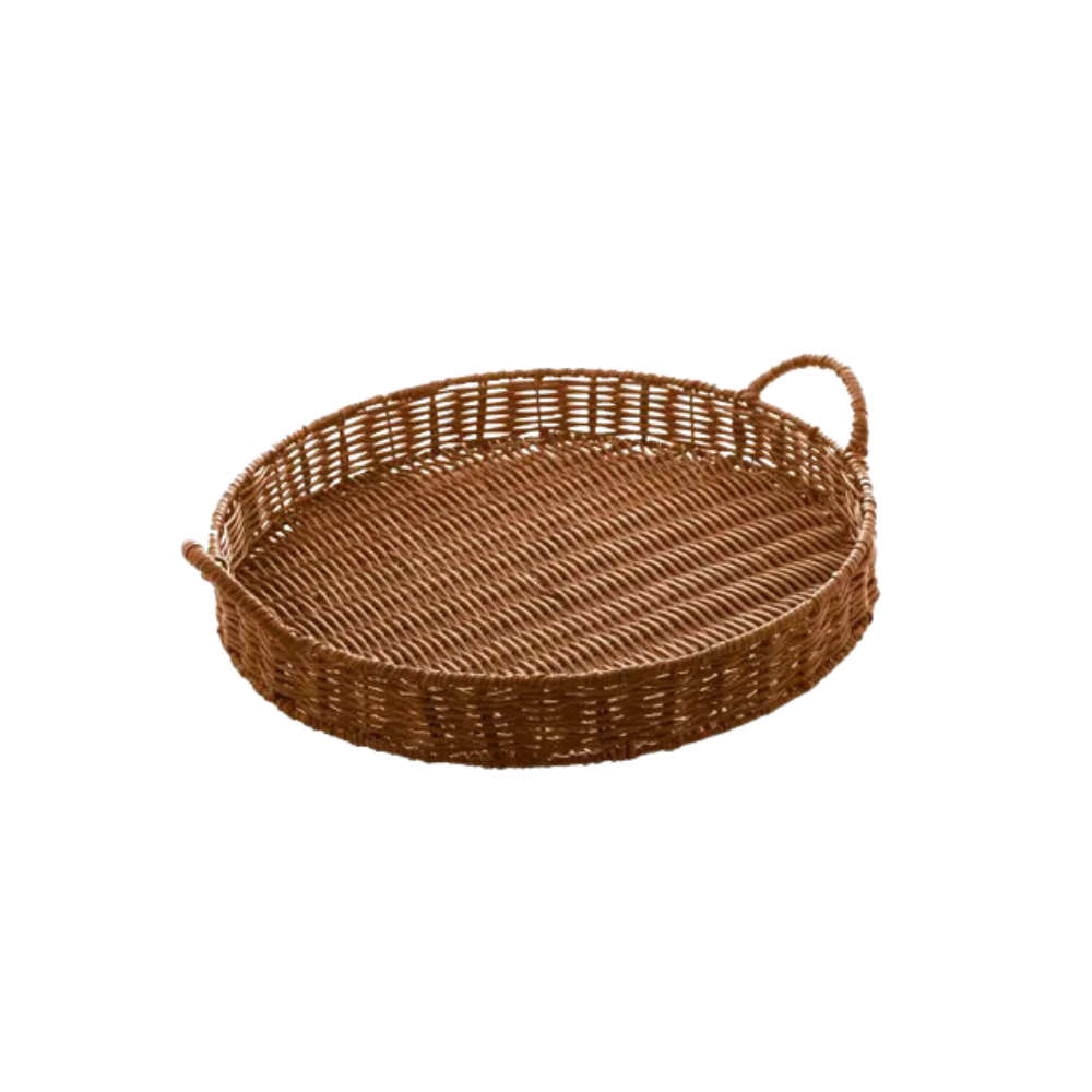 Bandeja com Alça Rattan 38 cm