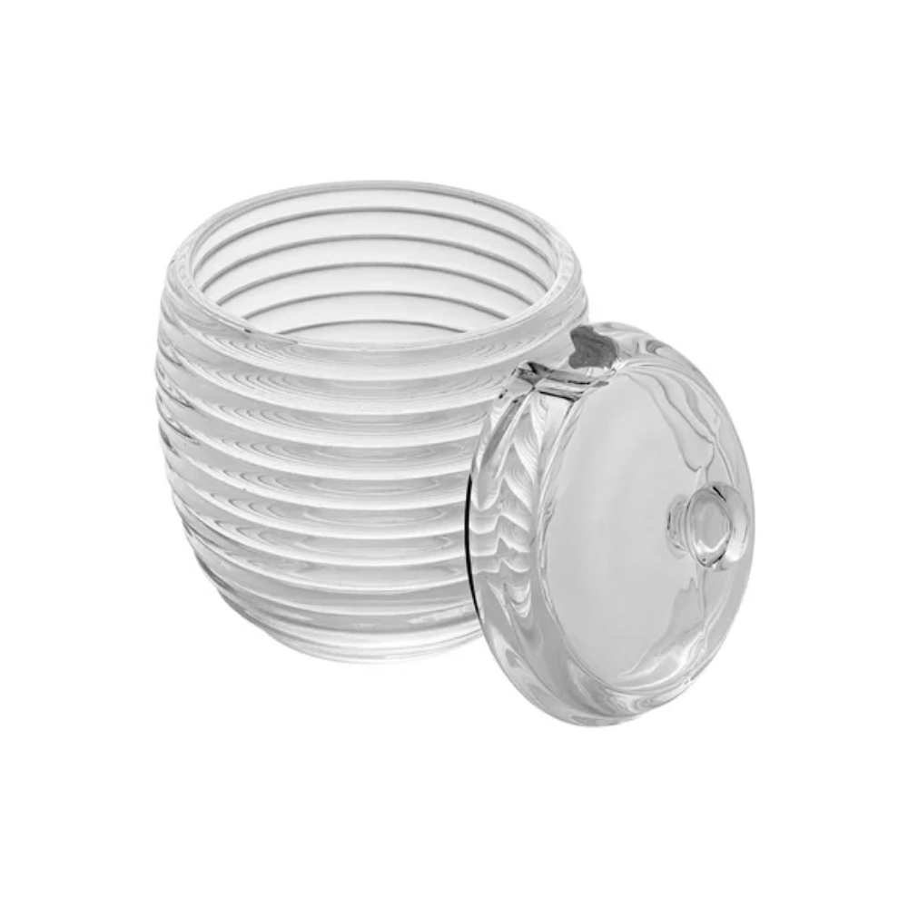 Açucareiro de Cristal de Chumbo com Colher e Tampa Colmeia