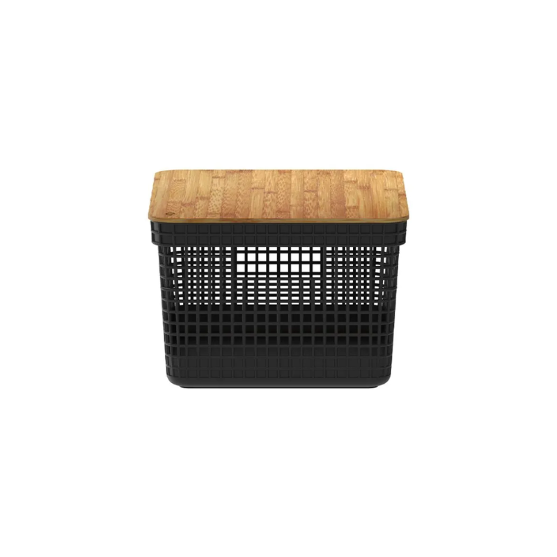 Cesto Organizador Grid com Tampa de Bambu 8L