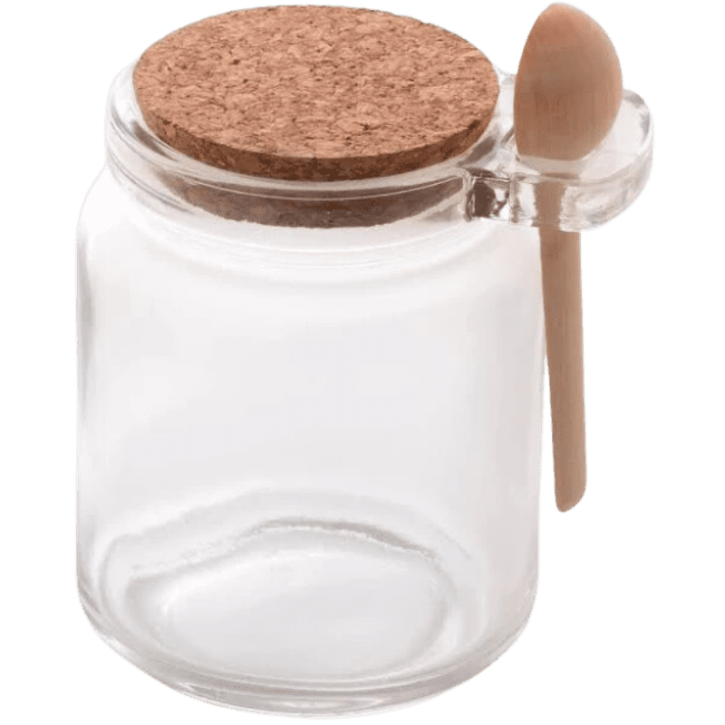 Pote de Vidro c/ Colher de Bambu