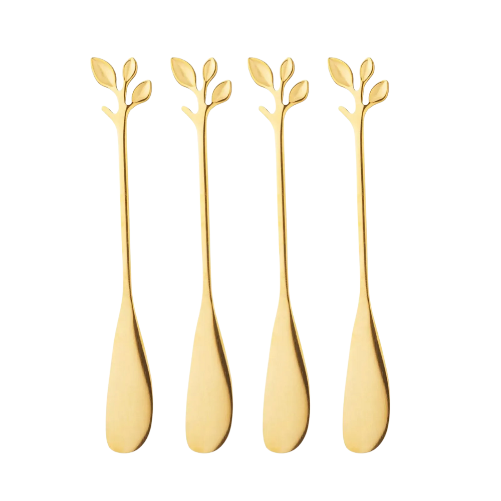 Conjunto 4 Espatulas Leaves Dourada