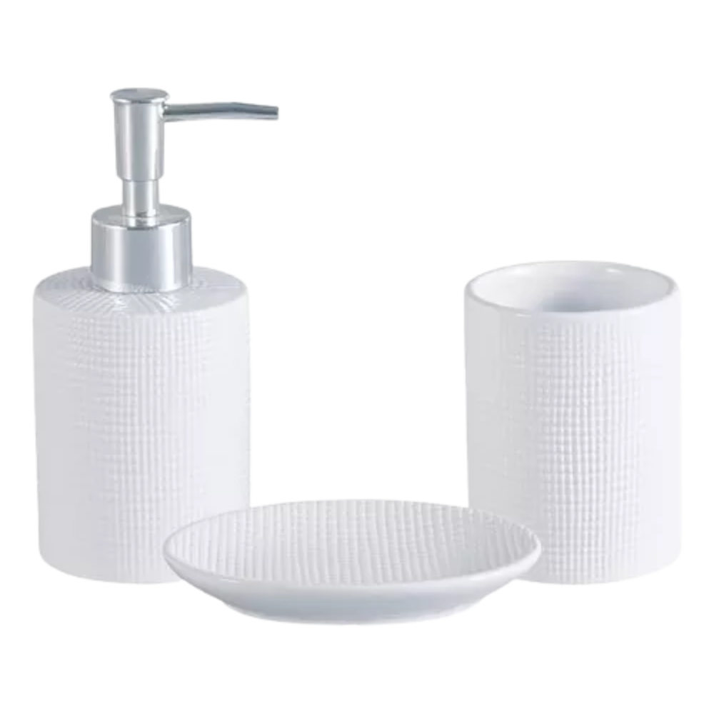 Conjunto 3 Peças para Banheiro de Cerâmica  Lille Branco