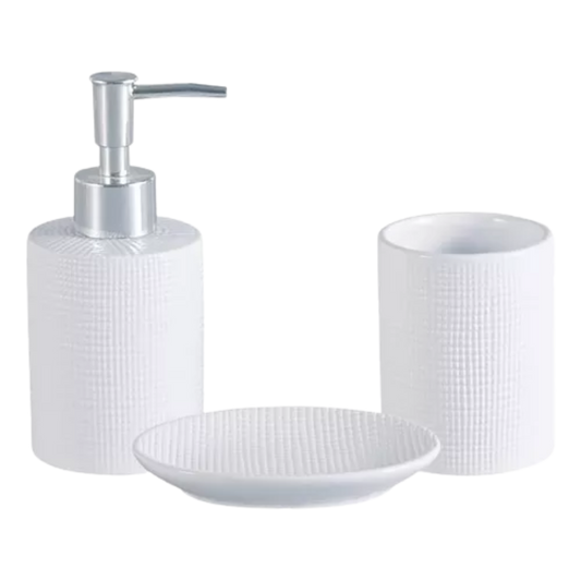 Conjunto 3 Peças para Banheiro de Cerâmica  Lille Branco