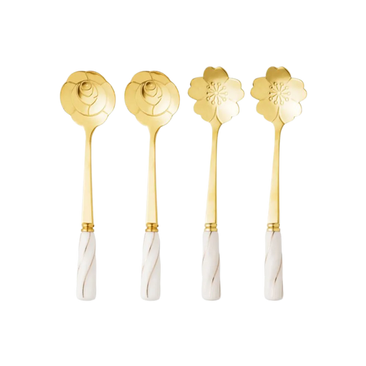 Conjunto 4 Colheres de Chá com Cabo de Cerâmica Flowers