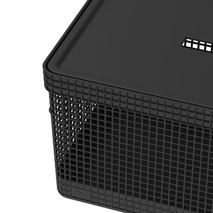 Cesto Organizador Grid Preto Com Tampa 20 L