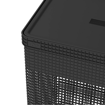 Cesto de Roupas Grid Preto com Tampa 49 L