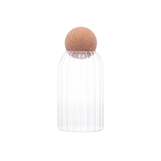 Pote de Vidro Borossilicato com Tampa Rolha Esfera 760ml